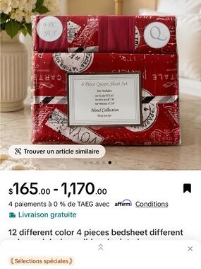 Hotel Collection Red Printed 6-Piece Queen Sheet Set